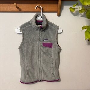 Patagonia Women's Gray Fleece Vest with Purple Trim Size Small